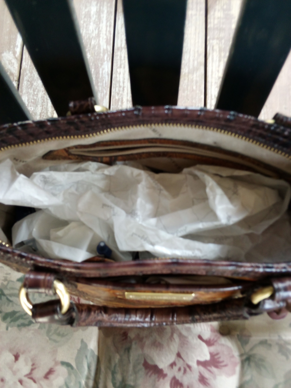 NEW Brahmin Brown/Tan Copa Cabana Leather Tote & Matching Suri Wallet - Picture 3 of 6